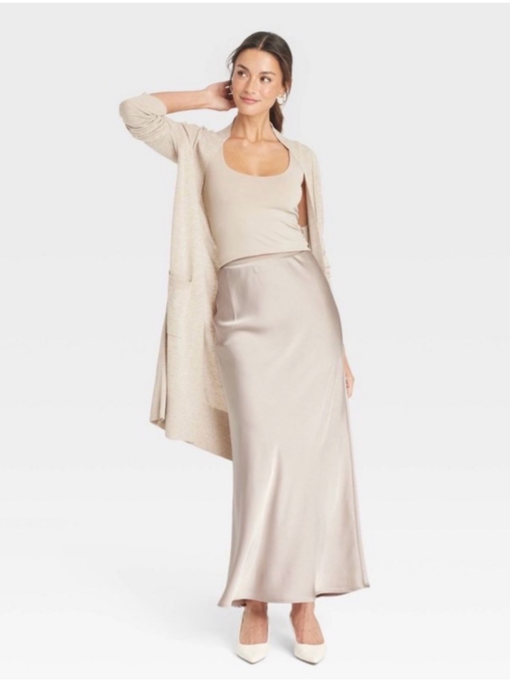 a new day Satin Maxi Skirt - Cream